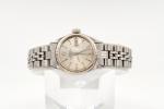 Rolex Date Ladies Stainless Steel Watch with Gold Bezel