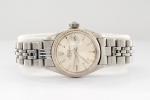 Rolex Date Ladies Stainless Steel Watch with Gold Bezel