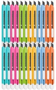 24-Pack Colorful Retractable Snap-Off Utility Knives