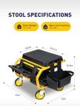 SMART JERRY - Rolling Mechanic Stool with Wheels