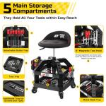 FreekyFit Adjustable Swivel Shop Stool with Tool Tray