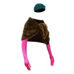 Christmas Vacation Clark Griswold Attic Costume Headwear Faux Fur Wrap Pink Gloves Full Outfit for Halloween Party One Size