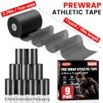 9 Pack Pre Wrap Tape - 9 Colors, 2.76 Inch