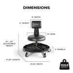 Vyper Steel Garage Stool with Backrest, 300 lb Capacity