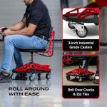 Vyper Steel Garage Stool with Backrest, 300 lb Capacity