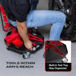 Vyper Steel Garage Stool with Backrest, 300 lb Capacity