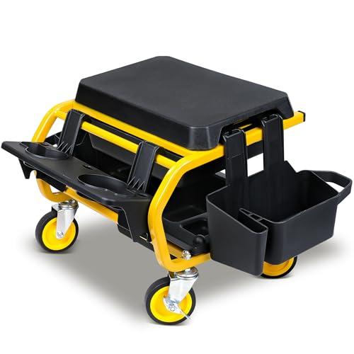 SMART JERRY - Rolling Mechanic Stool with Wheels