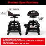 FreekyFit Adjustable Swivel Shop Stool with Tool Tray