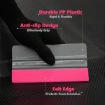 CarSleek Vehicle Vinyl Wrap Kit, Window Film Tint, Wallpaper Long Felt Edge Squeegee, Carbon Fiber Gloves, Auto Edge Trimmer Bulk, DIY Knife, Car Solar Film Installation Tool, Pink&Grey, 13 in 1