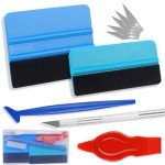 10PCS Window Tint Tools Kit, Premium Vinyl Wrap Kit, Easy to Apply Glass & Window Film Application Kit, Vehicle Vinyl Wrap Tools - 2PCS Felt Squeegee & Micro Squeegee & Craft Knife &Edge Trimmer