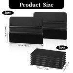 2 PCS Vinyl Squeegee Window Felt Squeegee Vinyl Wrap Tool Kit with 6 PCS Squeegee Felt Fabric Window Tint Tools Felt Squeegee Window Film Application Kit Black Car Squeegee for Glass Film Application
