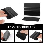 2 PCS Vinyl Squeegee Window Felt Squeegee Vinyl Wrap Tool Kit with 6 PCS Squeegee Felt Fabric Window Tint Tools Felt Squeegee Window Film Application Kit Black Car Squeegee for Glass Film Application