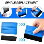Lainballow 20 Pcs Vinyl Squeegee,4''/6'' Felt Edge Squeegee,Plastic Vinyl Wrap Squeegee,Window Tint Squeegee with 30 Black Fabric Felt for Car Vinyl Wrap Window Tint Wallpaper Decal Sticker,Blue,Grey