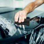 Shimeyao 24 Pcs Squeegee for Vinyl Decal 4 Inch Black Felt Edge Vinyl Squeegee Plastic Scraper Vinyl Wrap Tools Window Tint Remover Car Automotive Sticker Applicator (Black)