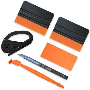DIY Vinyl Wrap Tools, Kitchen Wrap, Wallpaper Smooth Tool, Countertop Wrap, Window Tint, Cabinet Wrap, Peel & Stick Install Tool, 2*Suede Squeegee, Magnetic Edge Sticker, Cutter, Utility Knife, 6 in 1