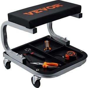 VEVOR Padded Rolling Workshop Stool with Tool Tray