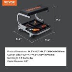 VEVOR Padded Rolling Workshop Stool with Tool Tray