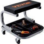 VEVOR Padded Rolling Workshop Stool with Tool Tray