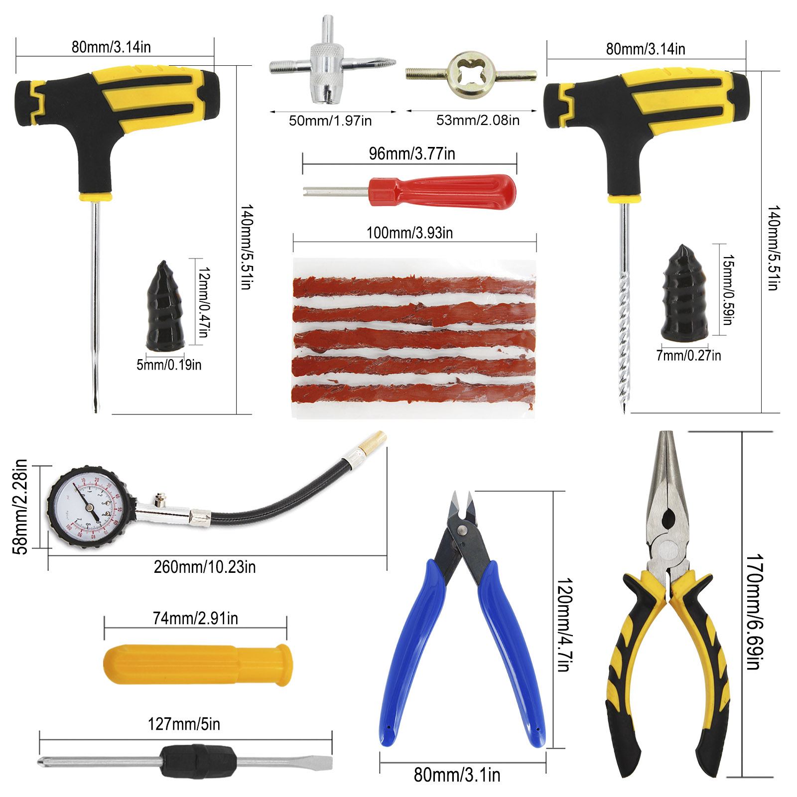Hawk 250 Motorcycle Car Tire Repair Tool Kit