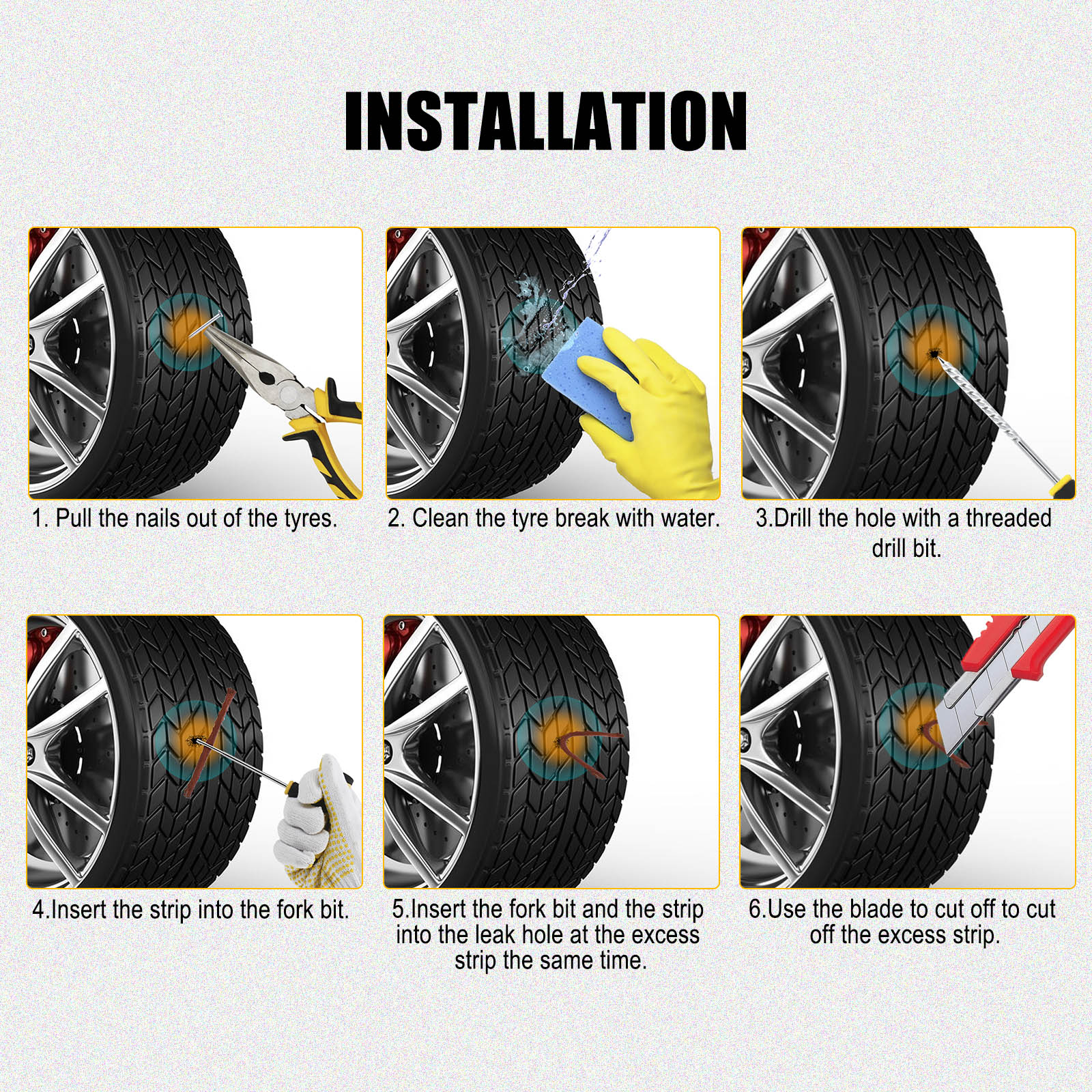 Hawk 250 Motorcycle Car Tire Repair Tool Kit