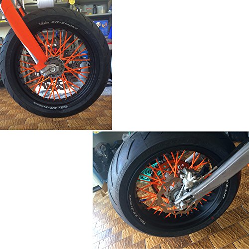 72 Pcs Motorcycle Motocross Dirt Bike Spoke Skins For 8"-21" rims Wheel RIM Spoke Covers Protect For KTM All 65-500cc SX SX-F EX EXC-F SIXDAY 950 990 1190 Adventure gas gas F800gs F1200gs(Orange)