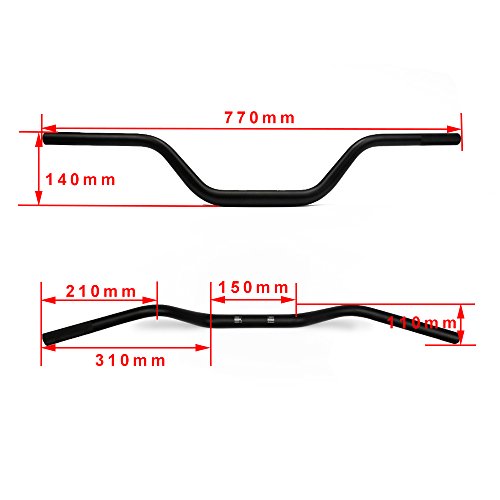 28mm Motorcycle Handlebar - Mid-Rise - Black