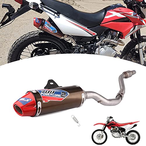 JFG RACING Dirt Bike Slip On Exhaust,Motorcycle Muffler Pipe Full System for CRF150F CRF230F 2003-2017/TAO TAO TBR7/HAWK 250-Red
