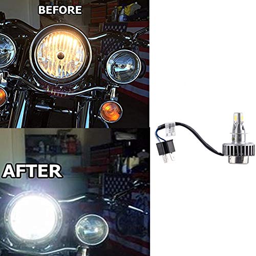 SaferCCTV H4 LED Headlight Bulbs, Motorcycle LED Headlight Bulb with High Low Beam Compatible with Electra Glide, Ultra Classic, Compatible with FLHTC FLHX, 6500K Cool White