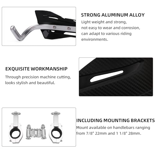 Hawk 250 Motorcycle Hand Guards, Universal Mounting Kits - Black