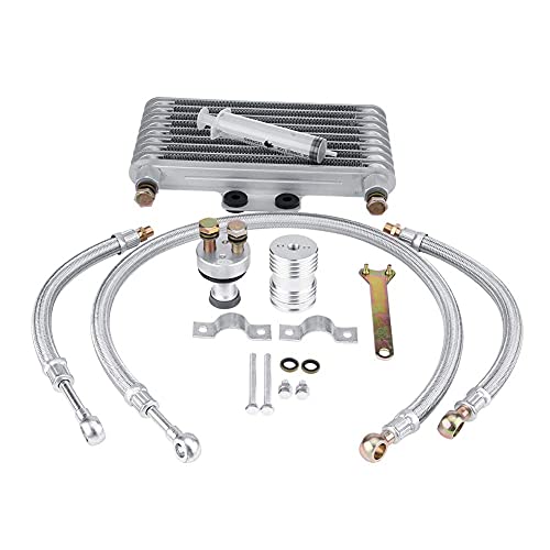 Motorcycle Engine Oil Cooler Kit, 125ml Motorcycle Oil Cooler Engine Oil Cooling Radiator System Kit for Honda CB CG Engine - Aluminum Material