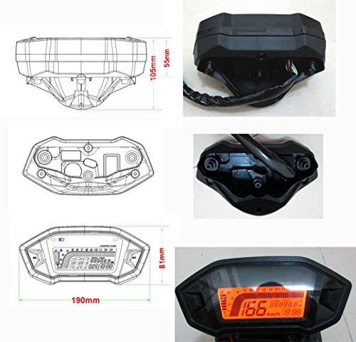 SAMDO LCD Motorcycle Speedometer Gauge - 13000 RPM