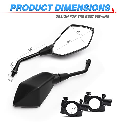 Hawk 250 Motorcycle Wing Mirror - 2 Pack