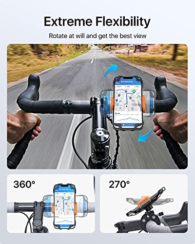 andobil Bike Phone Mount, [Super Stable on Bumpy Road] Motorcycle Phone Mount Universal Handlebar Bicycle Cell Phone Holder Scooter Fit for iPhone 13 12 11 Pro Max 8 Galaxy S22 S21 & All Phones