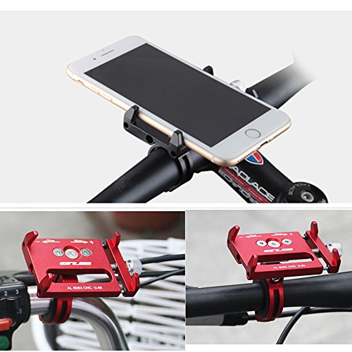 GUB Bicycle & Motorcycle Phone Mount, Aluminum Alloy Universal Bike Handlebar Phone Mount Holder Adjustable Compatible with iPhone X XR Xs 7s 8 Plus,Compatible with SamsungS9/S8/Note5/4 (Black)