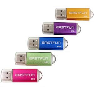 EASTFUN 5-Pack 8GB USB Flash Drives in Assorted Colors