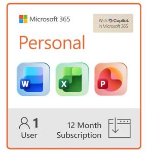 Microsoft 365 Personal Subscription: Word, Excel, PowerPoint