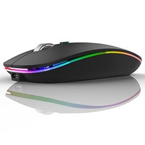 Uiosmuph Slim Rechargeable Wireless Mouse - Matte Black