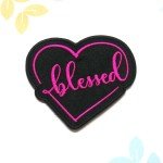 Heart Patch with Blessed Text for Jackets & Bags