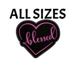 Heart Patch with Blessed Text for Jackets & Bags