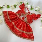 Red and Gold Pet Lehenga Choli Costume