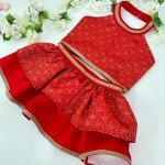 Red and Gold Pet Lehenga Choli Costume