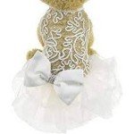 Tiny Dog Wedding Dress with Lace and Bow