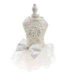 Tiny Dog Wedding Dress with Lace and Bow