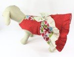 Coral Red Polka Dot Ruffled Dog Dress