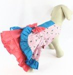 Pink Floral & Blue Polka Dot Dog Dress