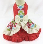 Coral Red Polka Dot Ruffled Dog Dress