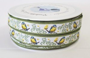 Birds Jacquard Ribbon Trim - Yellow & Blue