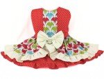 Coral Red Polka Dot Ruffled Dog Dress