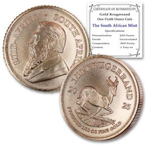 2025 1/10 oz South African Gold Krugerrand Coin