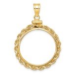 14k Polished Rope Coin Bezel Pendant - Yellow